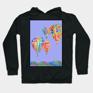 Hot Air Balloon Watercolor Painting on Lavender Purple Balloons Hoodie